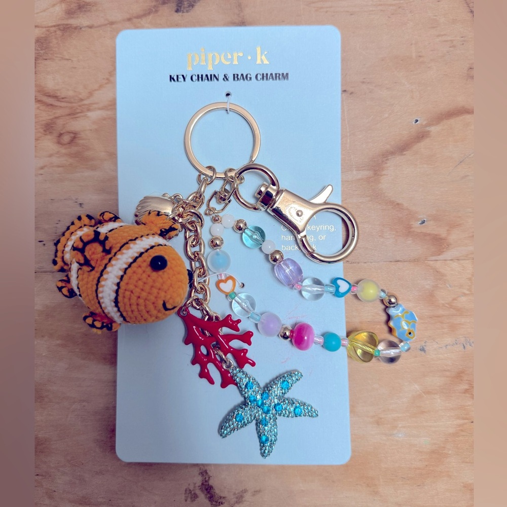 Piper K Key Chain & Bag Charm with fish and Starfish